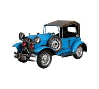 CoudarTitie Vintage Car Figurine Retro Vehicle Ornament Collectible Iron Model Distressed Enclosed Body Fenders Grille Headlights Side Mounted Wheel, Blue