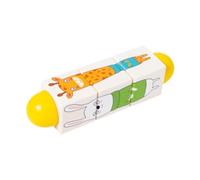 CoudarTitie Wooden Rotary Puzzle, Wooden Construction Blocks, Handing Down, Early for Boys' Birthday Gifts And, animal yellow