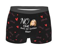 Coudf Custom Face Boxer Briefs Underwear for Men Personalized Mens Boxer Briefs Best Husband Shorts Underpants(Black 15 Small)