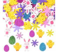 couduan 100PCS Easter Foam Stickers,Glitter Easter Stickers for Children Creative Art Supplies & Decorations,Bonnet Making,Craft and Card Making