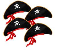 couduan 4 Pcs Pirate Hat,Halloween Costume Accessories for Child,Theme Party Supplies Role Play Musketeer Cosmetic Accessories for Kids, Captain Dress Up Props Set for Boys Girls