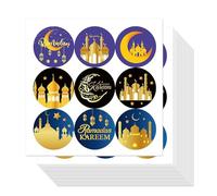 couduan 90 Pcs Ramadan Stickers, Eid Mubarak Stickers, Suitable for Ramadan Gift Decoration, Pastry Box Decoration, Card Making, Envelopes, Treat Bags