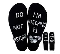 couduan Novelty Socks Funny Socks,Formula F1 Gifts Men DO NOT DISTURB I'M WATCHING F1 Socks,Unique Ideas Presents Clothing Sock for Fun Holiday Casual,Suitable for Dad Teenage Boys(Black)