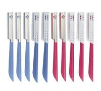 Coufce 10 pcs Eyebrow Razor WomenFace Razors Facial Hair Removal Exfoliating Dermaplaning Tool Face Shavers Upper Lip Hair Removal Travel Razor(Red and Blue)