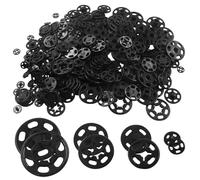 Coufce 120 Sets Plastic Sew-on Snap Buttons, Black Invisible Snap Fasteners for Clothing, Includes 7mm, 12mm, 15mm, 20mm Sizes, Press Buttons for Sewing Shirts, DIY Fashion Crafts and Garment Repair