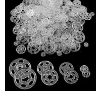 Coufce 120 Sets Plastic Sew-on Snap Buttons, Clear Invisible Snap Fasteners for Clothing, Includes 7mm, 12mm, 15mm, 20mm Sizes, Press Buttons for Sewing Shirts, DIY Fashion Crafts and Garment Repair