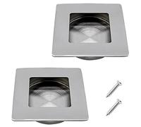 Coufce 2 Pack 70 x 70MM / 2.76 x 2.76 Inch Recessed Flush Pulls, Stainless Steel Square Recessed Invisible Flat Finger Pull, Sliding Door Handles for Closet Door, Pocket Door, Kitchen Cupboard