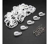 Coufce 50Pcs 1 Inch R-Type Cable Clip, P-Style Mounting Clips, Nylon Cable Clip Wire Clamp, Rope Light Screw Mounting Fastener Clips with Pan Head Phillips Screws for Cable Management(White)