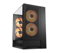 COUGAR OmnyX Mid-Tower ATX Symmetrical Panoramic PC Case - Maximum Airflow - 4X Preinstalled 160mm Fans - Reverse Connector Motherboard - Zero-Visibility Cable - Black/White (Black)