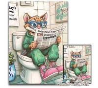 Cougar Go Toilet Jigsaw Puzzle 1000 Pieces Impossible Jigsaw Puzzles for Adults Ideal And Home Decor 26X38CM/10.23x14.96inch