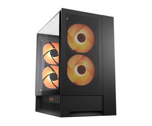 COUGAR OmnyX Mid-Tower ATX Symmetrical Panoramic PC Case - Maximum Airflow - 4X Preinstalled 160mm Fans - Reverse Connector Motherboard - Zero-Visibility Cable - Black/White (Black)