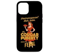 Cougar Puberty Perimenopause Menopause Funny Woman with Fan Case for iPhone 12/12 Pro