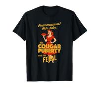 Cougar Puberty Perimenopause Menopause Funny Woman with Fan T-Shirt