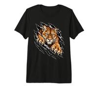 Cougar Ripping Through Fierce Mountain Wild Cat Predator Premium T-Shirt