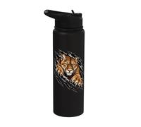 Cougar Ripping Through Fierce Mountain Wild Cat Predator Stainless Steel Insulated Water Bottle