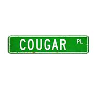 Cougar Sign Cougar Gift Cougar Metal Sign Cougar Custom Street Metal Sign shabby chic Wall Art Retro Wall Hanger Home Decor Wall Decorations Rustic Farmhouse Signs for Home Bar Coffee Office
