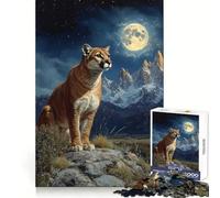 Cougar Under The Moonlight Puzzles for Adults 1000 Puzzles Think Sharper, Stress Relief, Home Fun, (38x26cm)