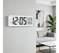 Could Spark Digital Wall Clock，Temperature, Day, Month, Wall Stand Mount with 8'' LCD Digital Wall Clock，Battery/USB Operated Digital Clock Wall, Creative Modern Decor for Bedroom, Office, White