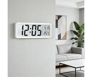 Could Spark Digital Wall Clock，Temperature, Day, Month, Wall Stand Mount with 8'' LCD Digital Wall Clock，Battery/USB Operated Digital Clock Wall, Creative Modern Decor for Bedroom, Office, White