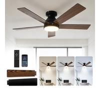 Couleeur Ceiling Fan with Lights and Remote, 52 Inch Black Ceiling Quiet DC Motor Ceiling Fan, Dimmable LED Outdoor Fan with APP Control, 6 Speed Timer Reversible Modern Ceiling Fan for Patio Bedroom