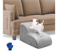 Couleeur Dog Steps for Sofa, Easy Climb Dog Cat Pet Ramp Steps for Bed, High Density Foam Dog Stairs, Non-Slip Pet Steps with Washable Cover for Dogs and Cats