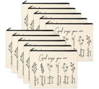 Coume 12 Pieces Thank You Gift Makeup Bags for Women Inspirational Appreciation Gift for Coworkers Teacher Nurse Employee Social Worker Volunteer Canvas Cosmetic Bags for Birthday Leaving, white