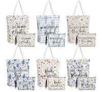 Coume 2 Pcs Gifts for Women Tote Bag Makeup Bag Christmas Cosmetic Pouch Inspirational Canvas Pouch Funny Gift, Multicolor, Book Lover