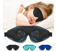 Coume 3D Sleep Mask for Kids Memory Foam Contoured Eye Mask with Blocking Light Memory Foam 3D Contoured Eye Mask with Adjustable Strap Blindfold Kids Eye Mask for Sleeping for Kids(Black)
