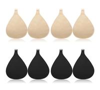 Coume 8 Pcs Hook Breast Protective Pockets Prosthetic Breasts Protector Cotton Soft Breathable Portable Bra Breast Cover Bag Fake Breast Pocket Bag for Mastectomy, Skin Color, Black, Medium