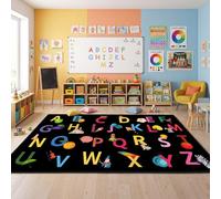 Coume Classroom Rug Elementary 13 x 6.5 ft ABC Alphabet & Animal Words Educational Carpet Large Learning Play Mat with Non-Slip Backing for Kids Toddlers Preschool Kindergarten (Playful ABC)