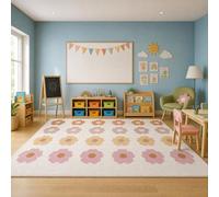 Coume Classroom Rug Elementary 13 x 6.5 ft ABC Alphabet & Animal Words Educational Carpet Large Learning Play Mat with Non-Slip Backing for Kids Toddlers Preschool Kindergarten (Daisy)
