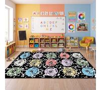 Coume Classroom Rug Elementary 13 x 6.5 ft ABC Alphabet & Animal Words Educational Carpet Large Learning Play Mat with Non-Slip Backing for Kids Toddlers Preschool Kindergarten (Colorful Circle)
