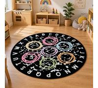 Coume Classroom Rug Elementary 5.9 ft Round ABC Alphabet & Animal Words Educational Carpet Large Learning Play Mat with Non-Slip Backing for Kids Toddlers Preschool Kindergarten (Abc's Circle)