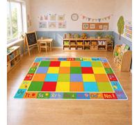 Coume Classroom Rug Elementary 7.6 x 5 ft ABC Alphabet & Animal Words Educational Carpet Large Learning Play Mat with Non-Slip Backing for Kids Toddlers Preschool Kindergarten (Abc's)