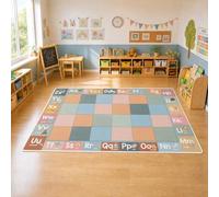 Coume Classroom Rug Elementary 7.6 x 5 ft ABC Alphabet & Animal Words Educational Carpet Large Learning Play Mat with Non-Slip Backing for Kids Toddlers Preschool Kindergarten (Boho Abc's)