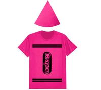 Coume Halloween Crayon Costume Set Crayon T Shirt Felt Hat Halloween Funny Cool Group Team Costume for Women Men Cosplay(3xl,Hot Pink)