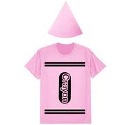 Coume Halloween Crayon Costume Set Crayon T Shirt Felt Hat Halloween Funny Cool Group Team Costume for Women Men Cosplay(3XL,Pink)