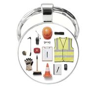 Council Worker Essentials Equipment In Protective Dome Silver Novelty Keyring Keychain