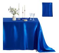 Counfeisly 1 Pack Satin Table Cover Rectangle Silkly Soft Table Cloth, Satin Dining Table Cloths for Wedding Banquet Table Decoration, Dining Room, Indoor and Outdoor Use, 60 x 120 Inches, Royal Blue
