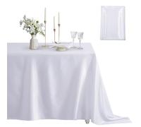 Counfeisly 1 Pack Satin Table Cover Rectangle Silkly Soft Table Cloth, Satin Dining Table Cloths for Wedding Banquet Table Decoration, Dining Room, Indoor and Outdoor Use, 60 x 120 Inches, White