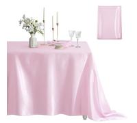 Counfeisly 1 Pack Satin Table Cover Rectangle Silkly Soft Table Cloth, Satin Dining Table Cloths for Wedding Banquet Table Decoration, Dining Room, Indoor and Outdoor Use, 60 x 84 Inches, Pink