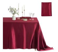 Counfeisly 1 Pack Satin Table Cover Rectangle Silkly Soft Table Cloth, Satin Dining Table Cloths for Wedding Banquet Table Decoration, Dining Room, Indoor and Outdoor Use, 60 x 102 Inches, Burgundy