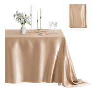 Counfeisly 1 Pack Satin Table Cover Rectangle Silkly Soft Table Cloth, Satin Dining Table Cloths for Wedding Banquet Table Decoration, Dining Room, Indoor and Outdoor Use, 60 x 84 Inches, Taupe