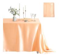 Counfeisly 1 Pack Satin Table Cover Rectangle Silkly Soft Table Cloth, Satin Dining Table Cloths for Wedding Banquet Table Decoration, Dining Room, Indoor and Outdoor Use, 60 x 102 Inches, Peach
