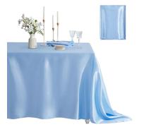Counfeisly 1 Pack Satin Table Cover Rectangle Silkly Soft Table Cloth, Satin Dining Table Cloths for Wedding Banquet Table Decoration, Dining Room, Indoor and Outdoor Use, 60 x 84 Inches, Light Blue