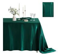 Counfeisly 1 Pack Rectangle Tablecloth Stain Resistant Wrinkle Free Silkly Soft Table Cloth, Satin Dining Table Cloths for Dining Room, Indoor and Outdoor Use, 60 x 84 Inches, Blackish Green