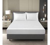 Counfeisly 2 Pieces Satin Twin XL Fitted Sheet & Pillowcase Set, Luxury Silky Soft Satin Bed Sheets with 1 Deep Pocket Fitted Sheet - 16" Deep Pocket Sheets, 1 Pillowcase, White
