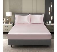 Counfeisly 2 Pieces Satin Twin XL Fitted Sheet & Pillowcase Set, Luxury Silky Soft Satin Bed Sheets with 1 Deep Pocket Fitted Sheet - 16" Deep Pocket Sheets, 1 Pillowcase, Blush Pink