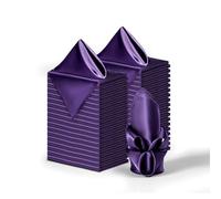 Counfeisly 36 Pack Square Satin Dinner Napkins, 16x16 Inches Silky Soft Smooth Table Cloth Napkins for Restaurant Weddings Banquet Party Decoration, Purple