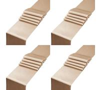 Counfeisly 4pcs Taupe Satin Table Runners 12" x 108", Elegant and Smooth Silky Fabric Table Decor for Wedding Banquet Birthday Decoration